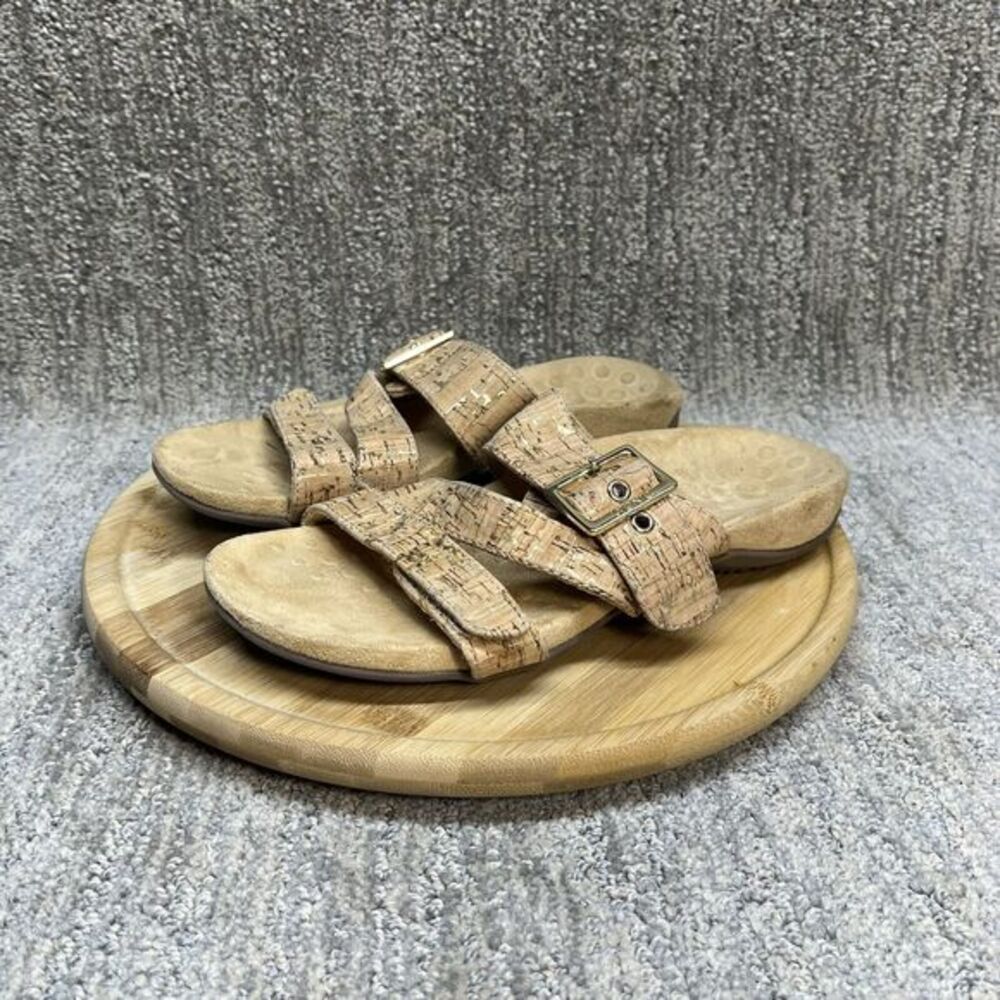Vionic Skylar Cork Print‎ Women’s Size 6 Casual Classic Buckle Slide Sandals EUC